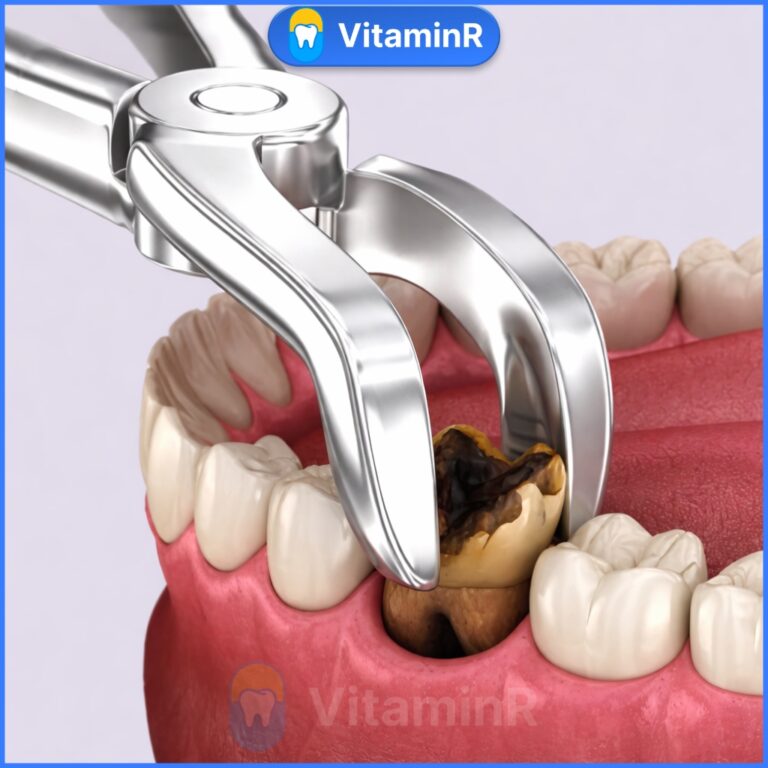 Nhổ răng sâu vỡ lớn an toàn tại Nha khoa VitaminR