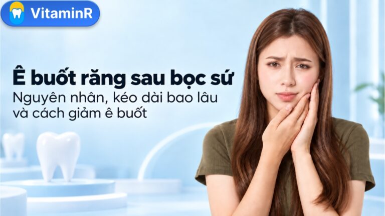 Người phụ nữ ôm má, minh họa bài viết về bọc răng sứ bị ê buốt của Nha khoa VitaminR