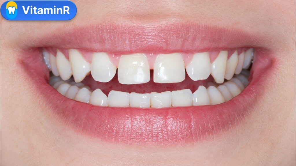 Hình ảnh khe thưa nhỏ giữa hai răng cửa trước khi điều trị thẩm mỹ