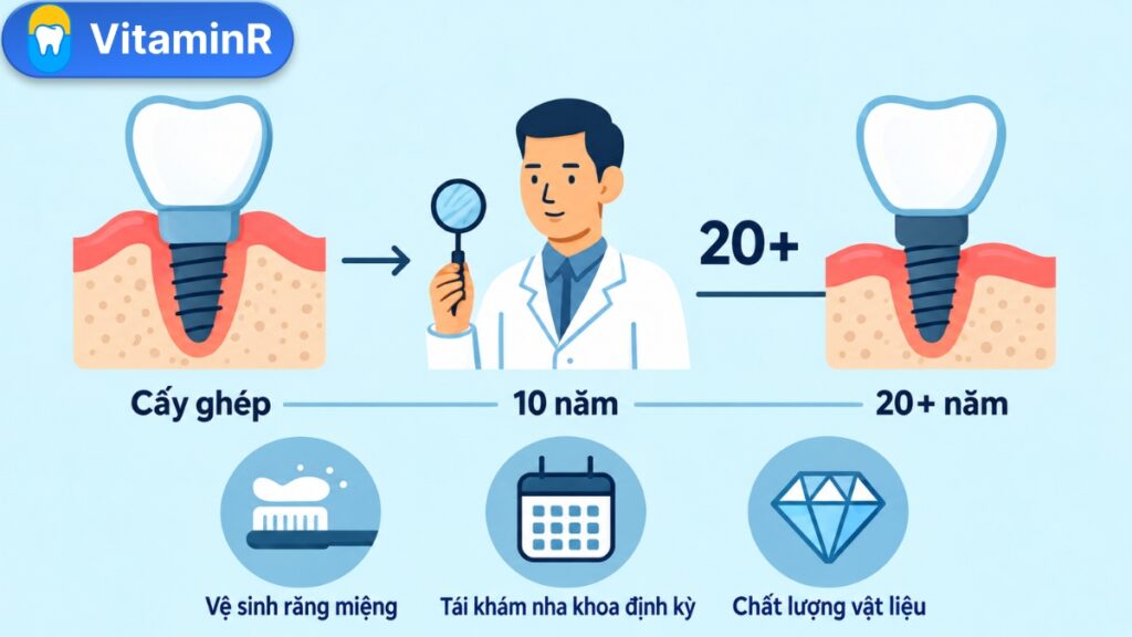 Răng implant dùng được bao lâu - VitaminR