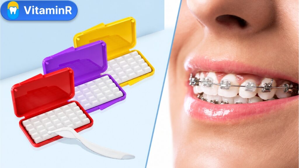 Các hộp sáp chỉnh nha và răng đeo mắc cài, minh họa của Nha khoa VitaminR